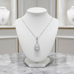 CUBIC ZIRCONIA COLLECTION - CRYSTAL SHIMMER NECKLACE - CZNK216 SILVER