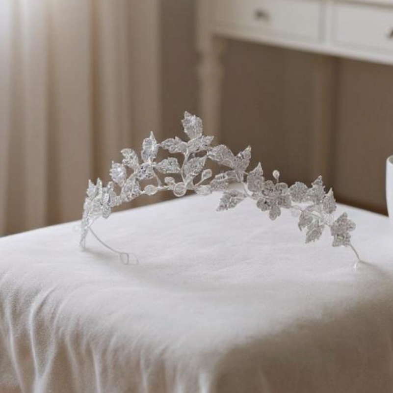 ATHENA COLLECTION - DAINTY VINE TIARA - AHB184 SILVER