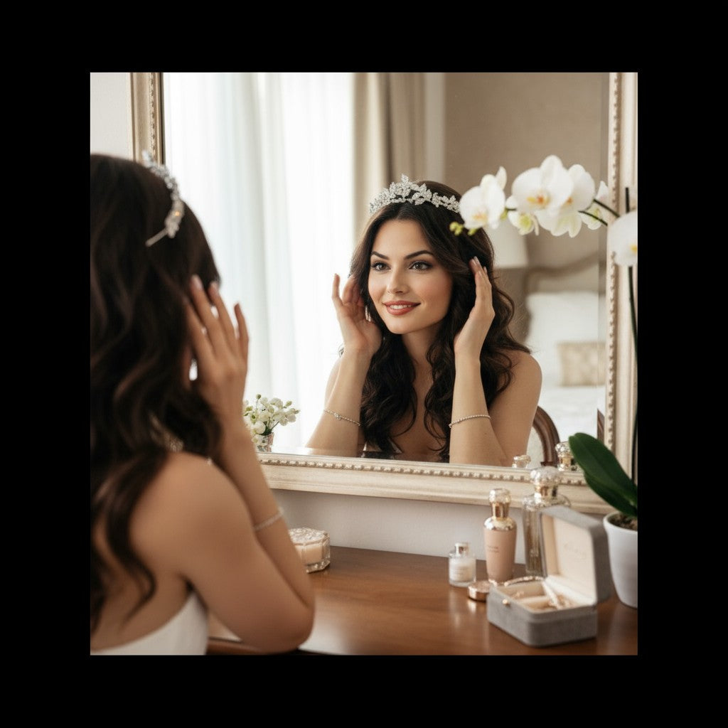 ATHENA COLLECTION - DAINTY VINE TIARA - AHB184 SILVER
