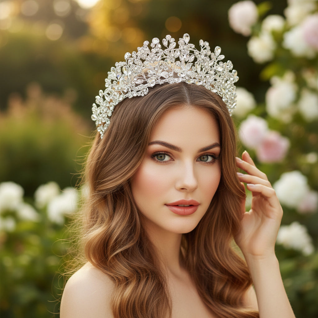 ATHENA COLLECTION - CRYSTALLURE HANDMADE TIARA - AHB185 SILVER