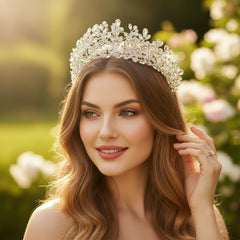 ATHENA COLLECTION - CRYSTALLURE HANDMADE TIARA - AHB185 SILVER