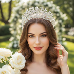 ATHENA COLLECTION - CRYSTALLURE HANDMADE TIARA - AHB185 SILVER