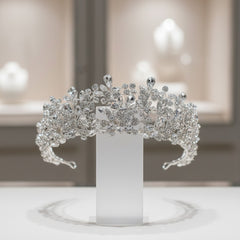 ATHENA COLLECTION - CRYSTALLURE HANDMADE TIARA - AHB185 SILVER