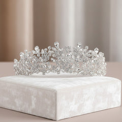 ATHENA COLLECTION - CRYSTALLURE HANDMADE TIARA - AHB185 SILVER
