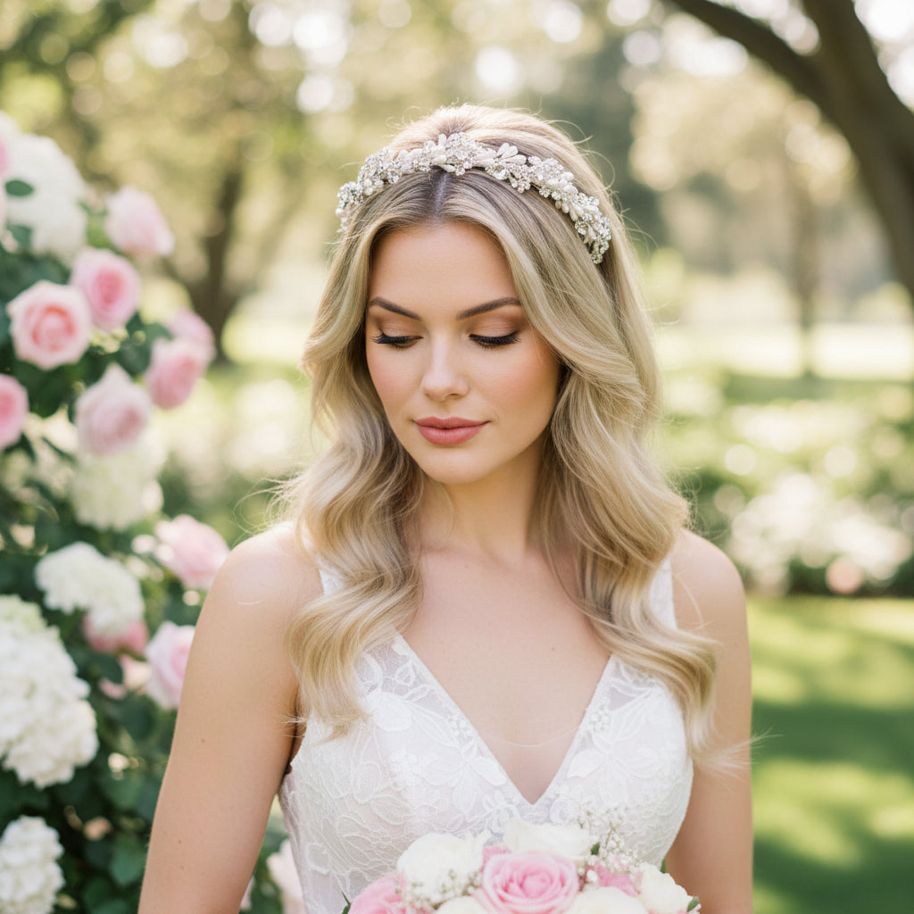 ATHENA COLLECTION - EXQUISITE GARLAND HEADBAND - AHB186 SILVER