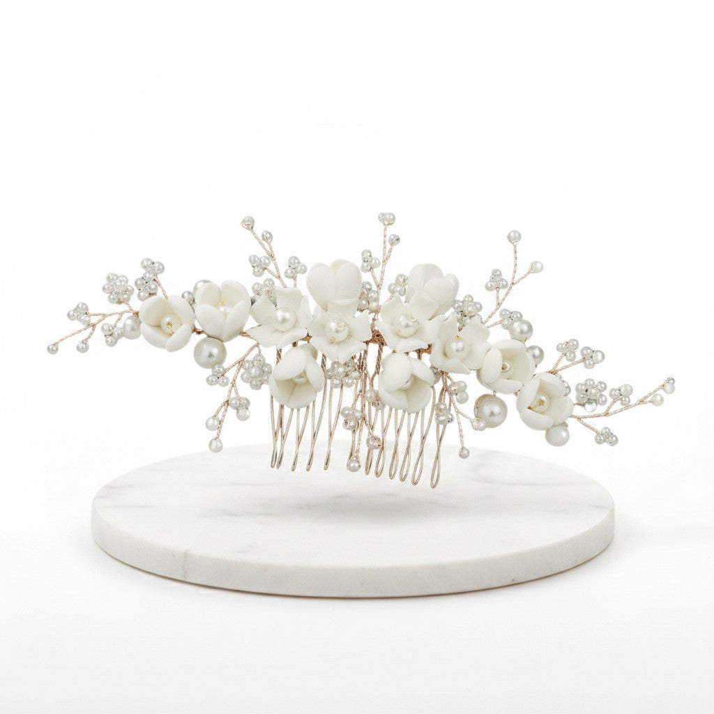 ATHENA COLLECTION - CHIC FLOWER HAIR COMB - HC284 GOLD
