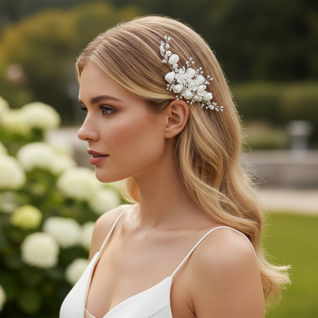 ATHENA COLLECTION - CHIC FLOWER HAIR COMB - HC284 GOLD