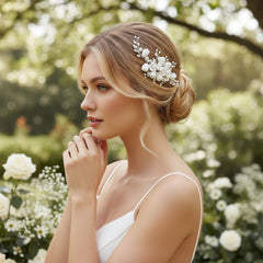 ATHENA COLLECTION - CHIC FLOWER HAIR COMB - HC284 GOLD