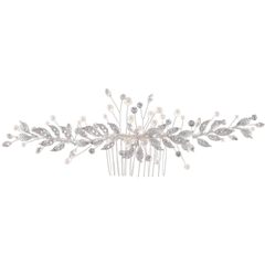 ATHENA COLLECTION - VINTAGE VINE HAIR COMB- HC285 SILVER
