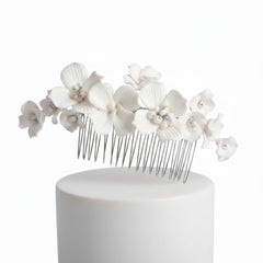 ATHENA COLLECTION - STARLET FLORAL BEAUTY HAIR COMB - HC286 SILVER