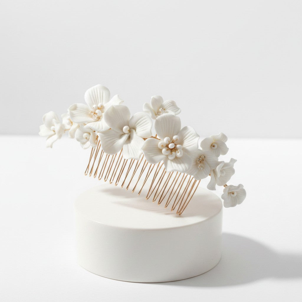 ATHENA COLLECTION - STARLET FLORAL BEAUTY HAIR COMB - HC286 GOLD