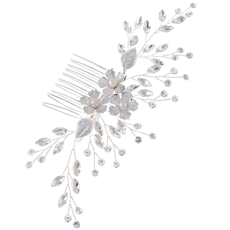 ATHENA COLLECTION - VINTAGE SPRAY HAIR COMB - HC287 SILVER
