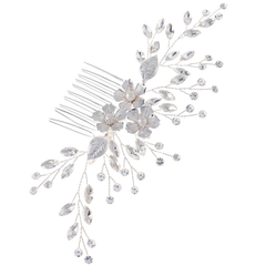 ATHENA COLLECTION - VINTAGE SPRAY HAIR COMB - HC287 SILVER