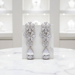CUBIC ZIRCONIA COLECTION - STARLET LUXE EARRINGS - CZER765 SILVER