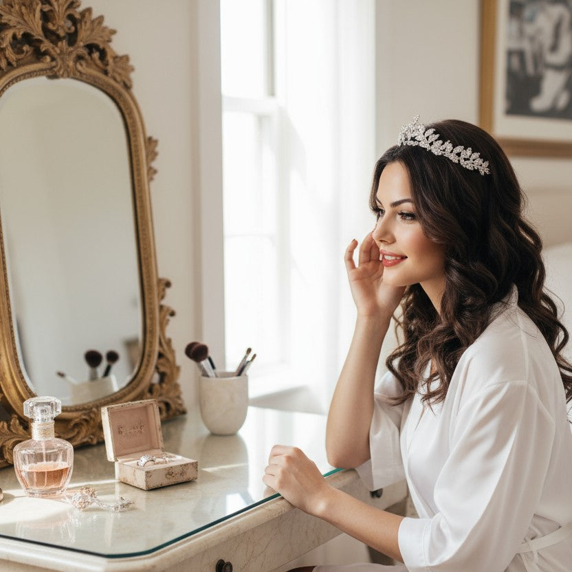 ATHENA COLLECTION - DAINTY VINE TIARA - AHB184 SILVER