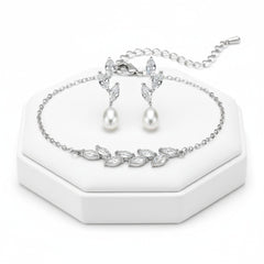 CUBIC ZIRCONA COLLECTION - PRECIOUS PEARL SET - COLLECTION 1A SILVER