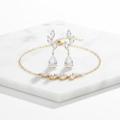 CUBIC ZIRCONIA COLLECTION - DAINTY ELEGANCE BRACELET SET - COLLECTION 2A GOLD