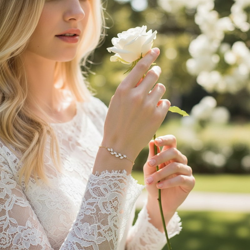 CUBIC ZIRCONIA COLLECTION - DAINTY ELEGANCE BRACELET SET - COLLECTION 2A SILVER