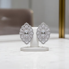 CUBIC ZIRCONIA COLLECTION - VINTAGE SPARKLE EARRINGS - CZER769 SILVER