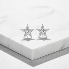 CUBIC ZIRCONIA COLLECTION - SHIMMERING STAR EARRINGS - CZER770 SILVER