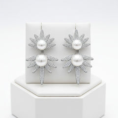 CUBIC ZIRCONIA COLLECTION - STARLET GLAM EARRINGS - CZER771 SILVER