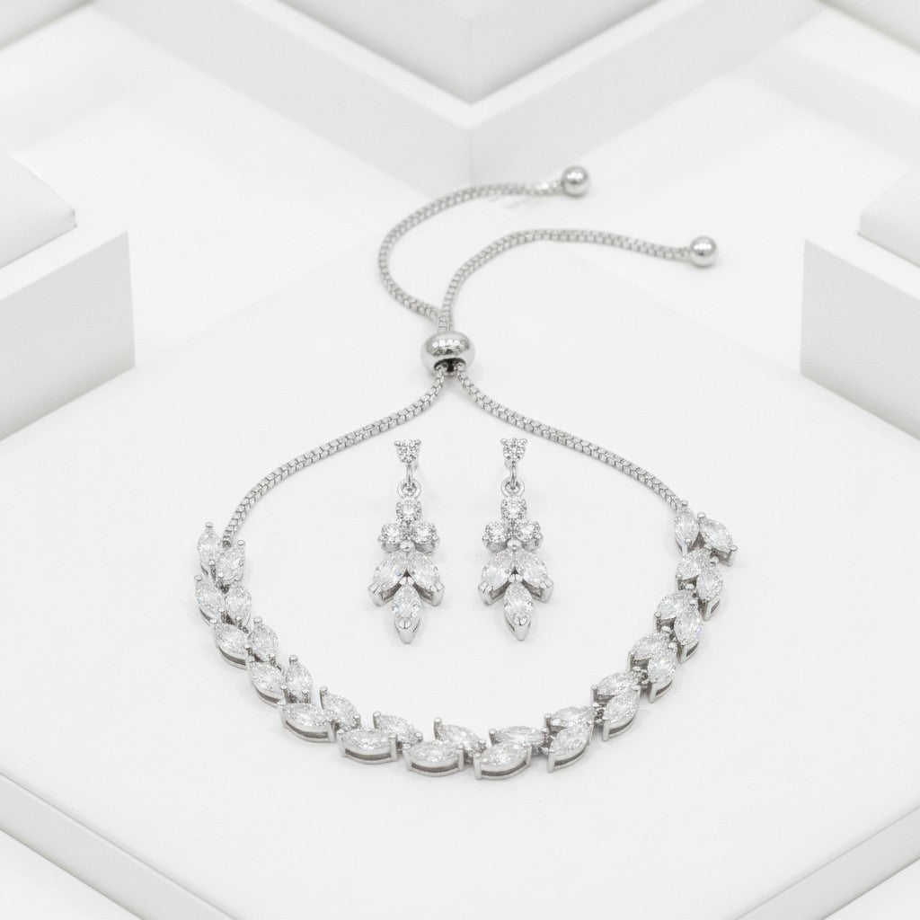 CUBIC ZIRCONIA COLLECTION - VINTAGE SPARKLE BRACELET SET - SILVER