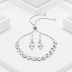 CUBIC ZIRCONIA COLLECTION - VINTAGE SPARKLE BRACELET SET - SILVER