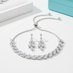 CUBIC ZIRCONIA COLLECTION - VINTAGE SPARKLE BRACELET SET - SILVER