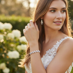 CUBIC ZIRCONIA COLLECTION - VINTAGE SPARKLE BRACELET SET - SILVER