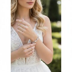 CUBIC ZIRCONIA COLLECTION -CLASSIC CRYSTAL BRACELET SET - SILVER