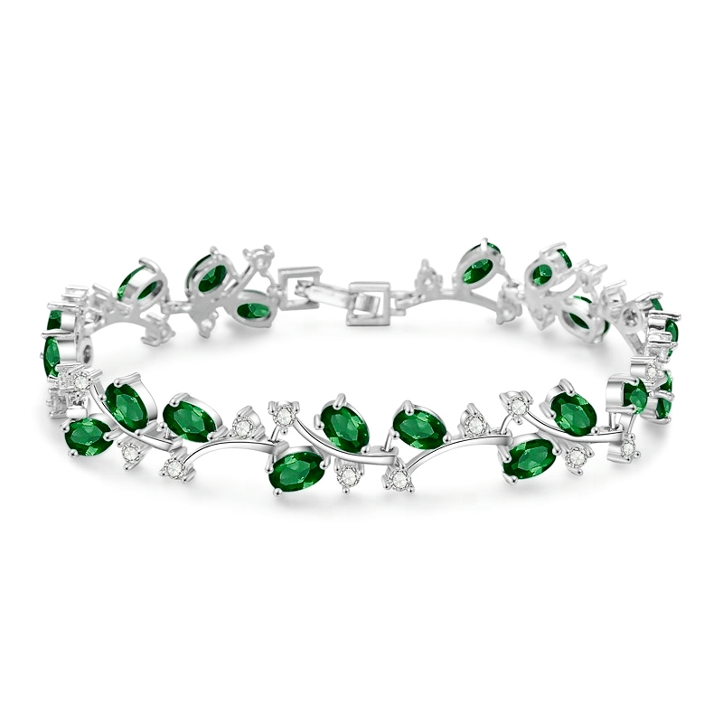 CUBIC ZIRCONIA COLLECTION - SIMPLY SPARKLE BRACELET SET - EMERALD GREEN