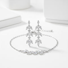 CUBIC ZIRCONIA COLLECTION - DAINTY DROP EARRINGS SET - SILVER