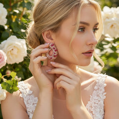 CUBIC ZIRCONIA COLLECTION - HOLLYWOOD STARLET EARRINGS - CZER759 HOT PINK