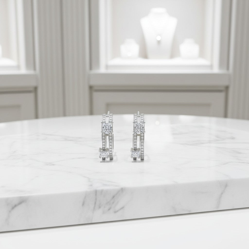 CUBIC ZIRCONIA COLLECTION - CRYSTAL CHIC EARRINGS - CZER773 SILVER