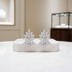 CUBIC ZIRCONIA COLLECTION - GLITZY CRYSTAL EARRINGS - CZER774 SILVER