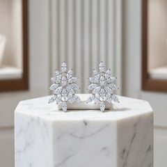 CUBIC ZIRCONIA COLLECTION - GLITZY CRYSTAL EARRINGS - CZER774 SILVER