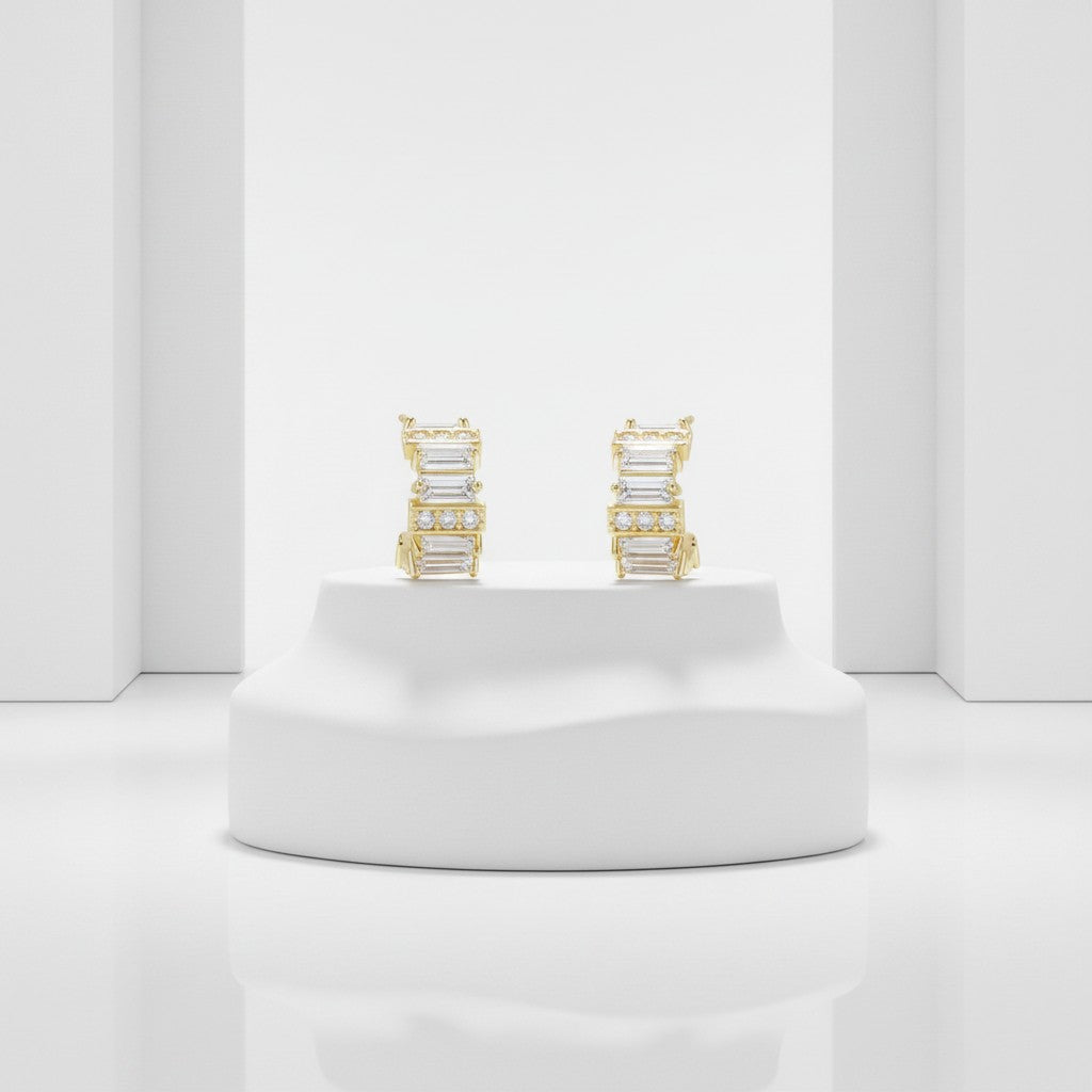 CUBIC ZIRCONIA COLLECTION - GLEAMING GOLD EARRINGS - CZER775 GOLD