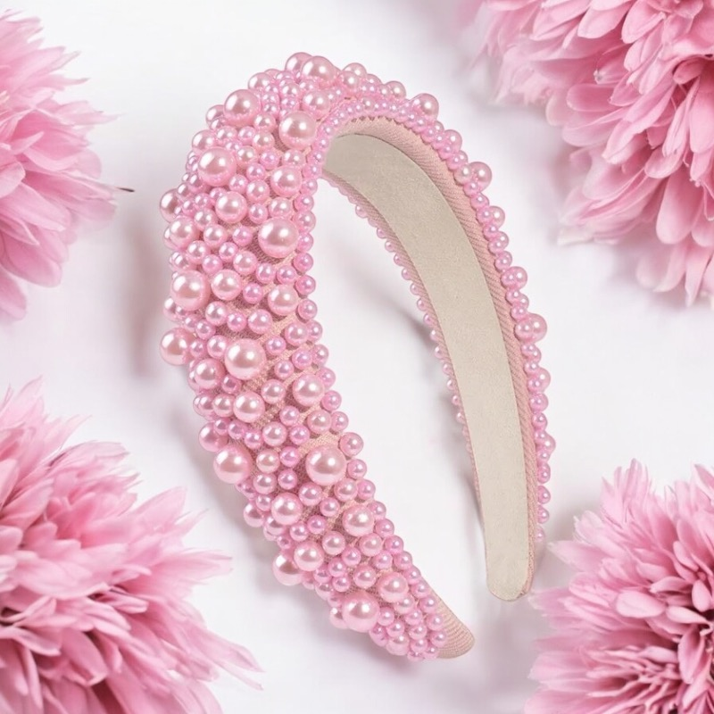 ATHENA COLLECTION - LUXE PEARL HEADBAND - AHB166 PINK