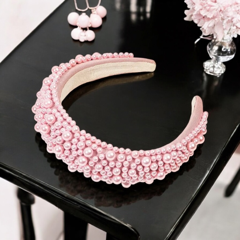ATHENA COLLECTION - LUXE PEARL HEADBAND - AHB166 PINK