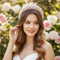ATHENA COLLECTION - LUXE PEARL HEADBAND - AHB166 PINK