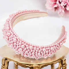 ATHENA COLLECTION - LUXE PEARL HEADBAND - AHB166 PINK