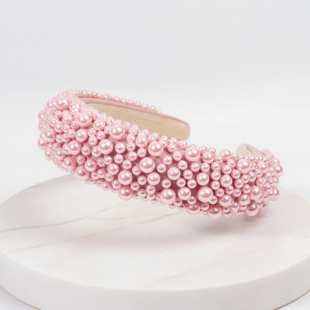 ATHENA COLLECTION - LUXE PEARL HEADBAND - AHB166 PINK