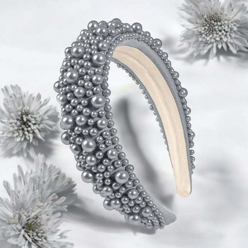 ATHENA COLLECTION - LUXE PEARL HEADBAND - AHB166 GREY