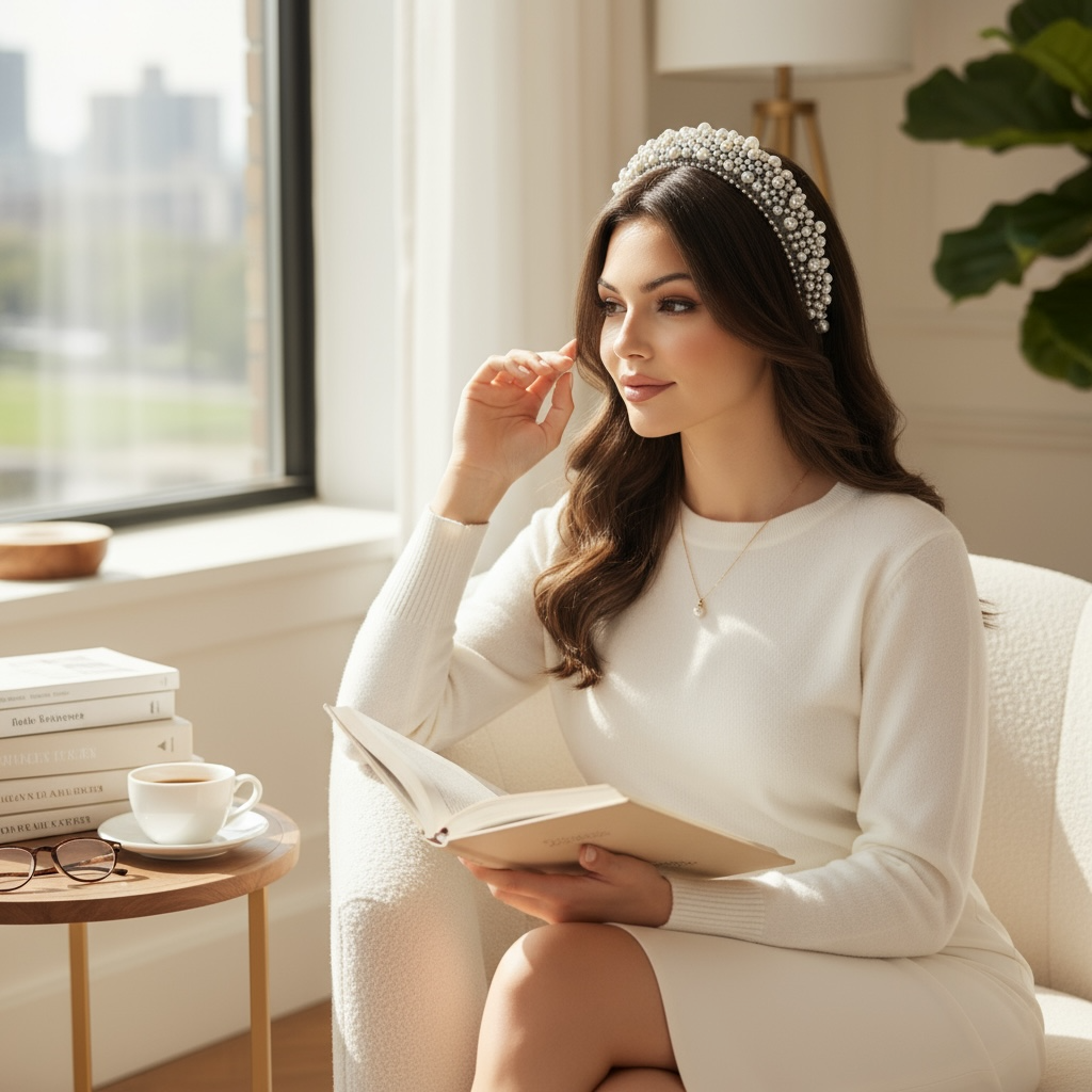 ATHENA COLLECTION - LUXE PEARL HEADBAND - AHB166 GREY