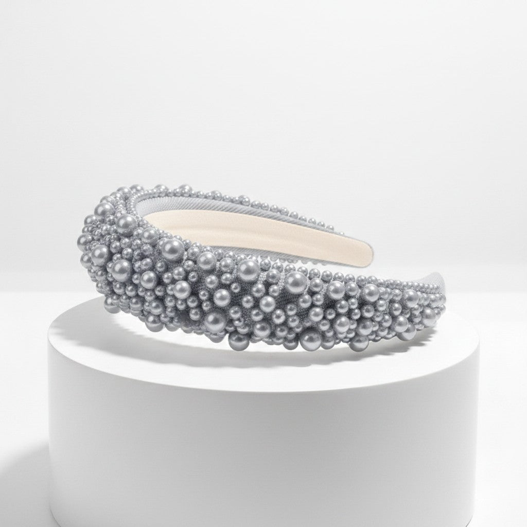 ATHENA COLLECTION - LUXE PEARL HEADBAND - AHB166 GREY
