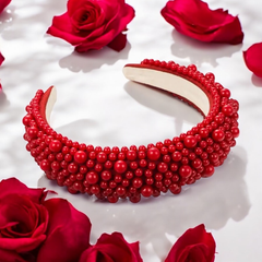 ATHENA COLLECTION - LUXE PEARL HEADBAND - AHB166 RED