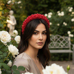 ATHENA COLLECTION - LUXE PEARL HEADBAND - AHB166 RED