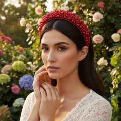 ATHENA COLLECTION - LUXE PEARL HEADBAND - AHB166 RED
