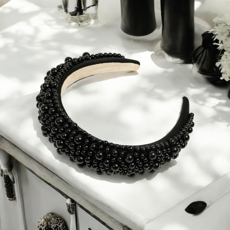 ATHENA COLLECTION - LUXE PEARL HEADBAND - AHB166 BLACK