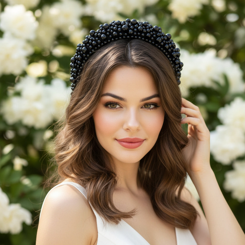 ATHENA COLLECTION - LUXE PEARL HEADBAND - AHB166 BLACK